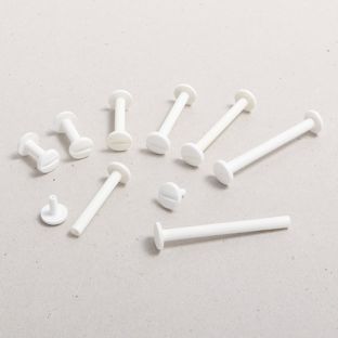 Buchschrauben aus Kunststoff, M4-Gewinde 45 mm | weiß 