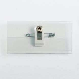 Namenschild mit Klammer-Nadelkombi, Clip drehbar 