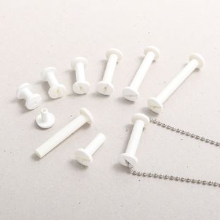 Kollektionsschrauben, Buchschrauben Kunststoff mit Loch 50 mm | weiß 