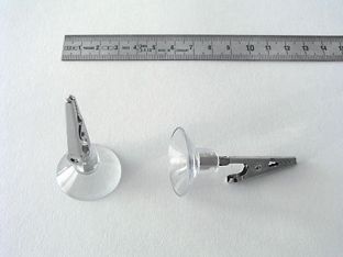 Saugnapf mit Krokodilklammer, 30 mm, Klammer axial 
