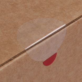 Klebepunkte, ø = 28 mm, mit roter Anfasslasche, schwach (Rolle mit 5.000 Stück) 