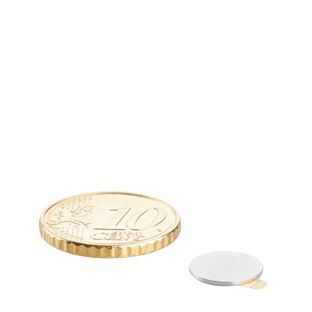 Scheibenmagnete aus Neodym, selbstklebend 10 mm x 0,6 mm  | silber  | 3M 467 