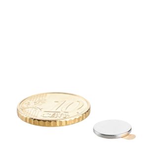 Scheibenmagnete aus Neodym, selbstklebend, Klebefläche am Nordpol, 10 mm x 1  mm, N35 