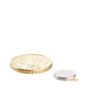 Scheibenmagnete aus Neodym, selbstklebend 10 mm x 1,5 mm  | silber  | 3M 467 