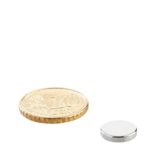 Scheibenmagnete Neodym 10 mm x 2 mm | N45, axial (parallel zur Höhe)