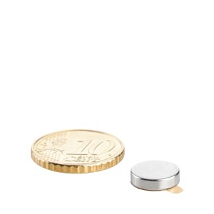 Scheibenmagnete aus Neodym, selbstklebend 10 mm x 2,5 mm  | silber  | 3M 468 