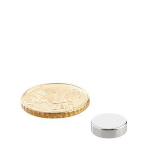 Scheibenmagnete Neodym 10 mm x 3 mm | N42, axial (parallel zur Höhe)