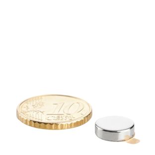 Scheibenmagnete aus Neodym, selbstklebend 10 mm x 3 mm  | silber  | 3M 468 