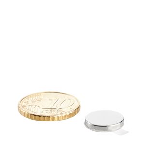Scheibenmagnete aus Neodym, selbstklebend 12 mm x 2 mm  | silber  | 3M 4920  