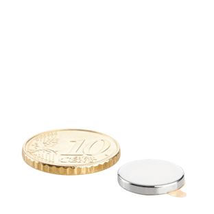 Scheibenmagnete aus Neodym, selbstklebend 13 mm x 2 mm  | silber  | 3M 467 