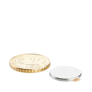 Scheibenmagnete aus Neodym, selbstklebend 15 mm x 1,5 mm  | silber  | 3M 467 