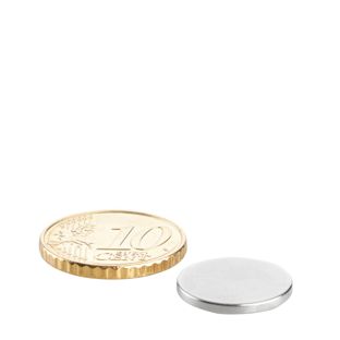 Scheibenmagnete aus Neodym, selbstklebend 15 mm x 1,5 mm  | silber  | 3M 4920  
