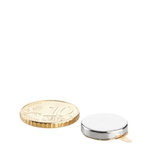 Scheibenmagnete aus Neodym, selbstklebend 15 mm x 3 mm  | silber  | 3M 468 
