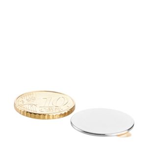 Scheibenmagnete aus Neodym, selbstklebend silber | 18 mm x 1 mm | 3M 467
