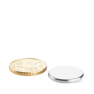 Scheibenmagnete aus Neodym, selbstklebend silber | 18 mm x 2 mm | 3M 4920