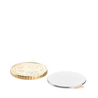 Scheibenmagnete aus Neodym, selbstklebend 20 mm x 1 mm  | silber  | 3M 467 