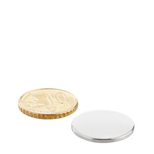 Scheibenmagnete Neodym 20 mm x 1,5 mm | N35, axial (parallel zur Höhe)