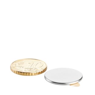 Scheibenmagnete aus Neodym, selbstklebend 20 mm x 1,5 mm  | silber  | 3M 467 