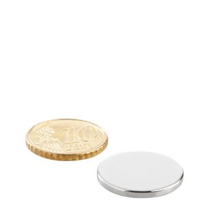 Scheibenmagnete Neodym 20 mm x 2 mm | N35, axial (parallel zur Höhe)
