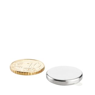 Scheibenmagnete aus Neodym, selbstklebend 20 mm x 3 mm  | silber  | 3M 4920  