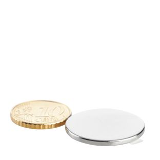 Scheibenmagnete aus Neodym, selbstklebend 25 mm x 2 mm  | silber  | 3M 4920  