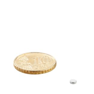 Scheibenmagnete Neodym 3 mm x 1 mm | N48, axial (parallel zur Höhe)
