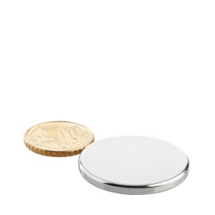 Scheibenmagnete Neodym 30 mm x 3 mm | N45, axial (parallel zur Höhe)