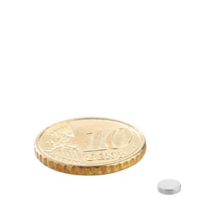 Scheibenmagnete Neodym 4 mm x 1 mm | N45, axial (parallel zur Höhe)