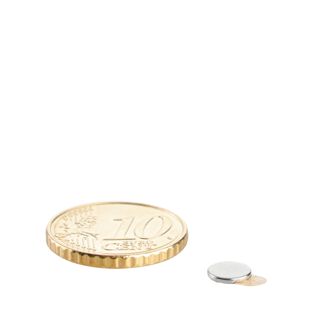 Scheibenmagnete aus Neodym, selbstklebend 6 mm x 0,75 mm  | silber  | 3M 467 