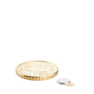 Scheibenmagnete aus Neodym, selbstklebend 6 mm x 1 mm  | silber  | 3M 467 