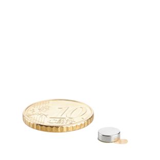 Scheibenmagnete aus Neodym, selbstklebend 6 mm x 2 mm  | silber  | 3M 467 