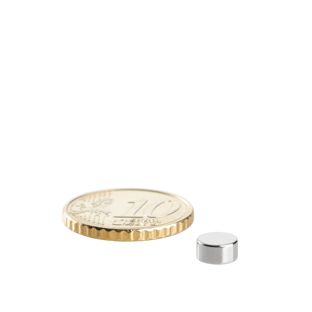 Scheibenmagnete Neodym 6 mm x 3 mm | N45, axial (parallel zur Höhe)
