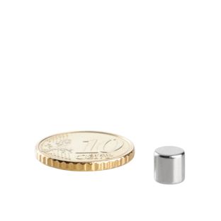 Scheibenmagnete Neodym 6 mm x 6 mm | N48, axial (parallel zur Höhe)