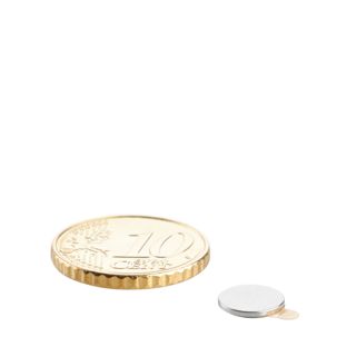 Scheibenmagnete aus Neodym, selbstklebend 8 mm x 0,75 mm  | silber  | 3M 467 