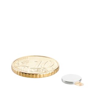 Scheibenmagnete aus Neodym, selbstklebend 8 mm x 1 mm  | silber  | 3M 467 