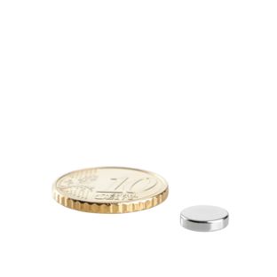 Scheibenmagnete Neodym 8 mm x 2 mm | N35, axial (parallel zur Höhe)