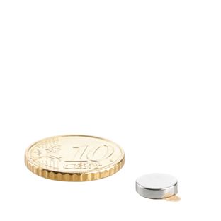 Scheibenmagnete aus Neodym, selbstklebend 8 mm x 2 mm  | silber  | 3M 467 