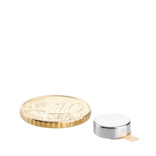 Scheibenmagnete aus Neodym, selbstklebend 8 mm x 3 mm  | silber  | 3M 468 