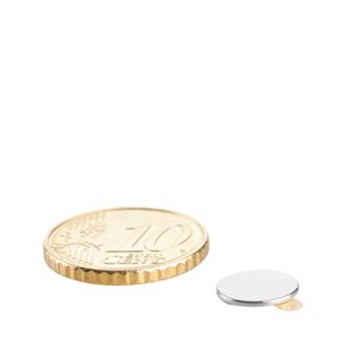 Scheibenmagnete aus Neodym, selbstklebend 9,5 mm x 0,75 mm  | silber  | 3M 467 