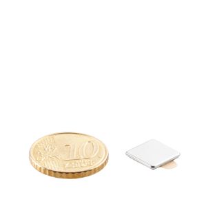 Quadermagnete aus Neodym, selbstklebend, vernickelt 10 x 10 mm  | 1 mm