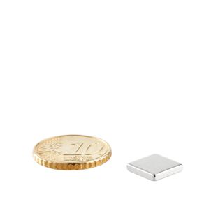 Quadermagnete aus Neodym, vernickelt 10 x 10 mm  | 2 mm