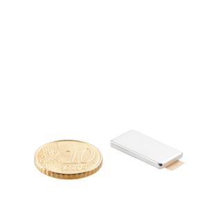 Quadermagnete aus Neodym, selbstklebend, vernickelt 20 x 10 mm | 2 mm