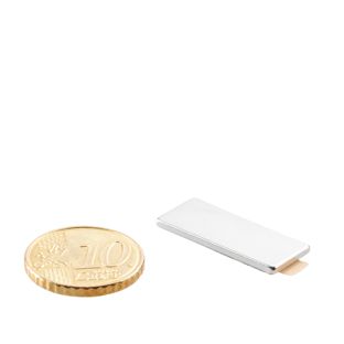 Quadermagnete aus Neodym, selbstklebend, vernickelt 25 x 10 mm  | 1.5 mm