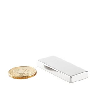 Quadermagnete aus Neodym, vernickelt 40 x 15 mm  | 5 mm