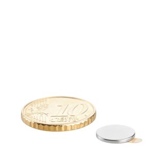 Scheibenmagnete aus Neodym, selbstklebend 10 mm x 1 mm  | silber  | 3M 467 