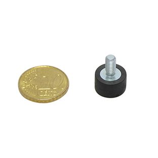 Gummierte Magnete mit Gewinde schwarz  | 12 mm | M4x8 mm 
