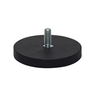 Gummierte Magnete mit Gewinde schwarz  | 57 mm | M6x15 mm 