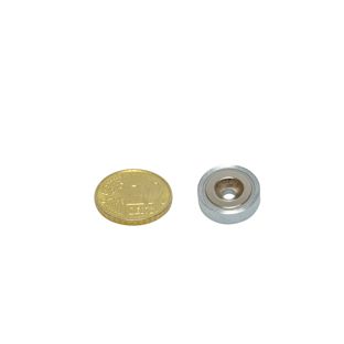 Topfmagnet mit Bohrung und Senkung, Neodym 16 mm | verzinkt  | 7.7 kg