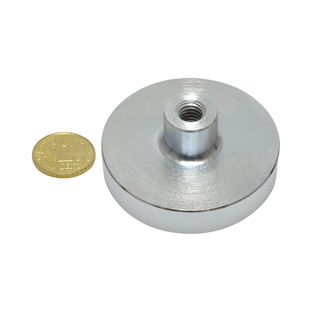 Topfmagnet mit Gewindebuchse, Neodym 50 mm | verzinkt 