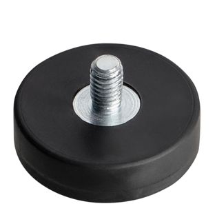 Gummierte Magnete mit Gewinde schwarz  | 22 mm | M4x6,5 mm 